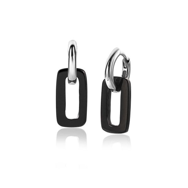 Zinzi - Zilveren Oorringen ZIO2227 Zwarte Onyx