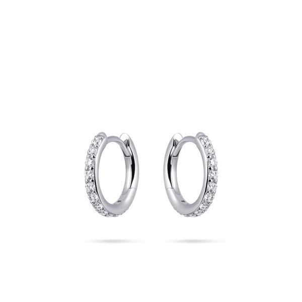 Zilveren Oorringen Zirkonia 15mm - 2mm dik