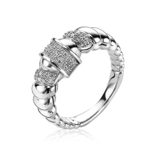 Zinzi - Zilveren Ring ZIR1966-56 Brede Fantasie